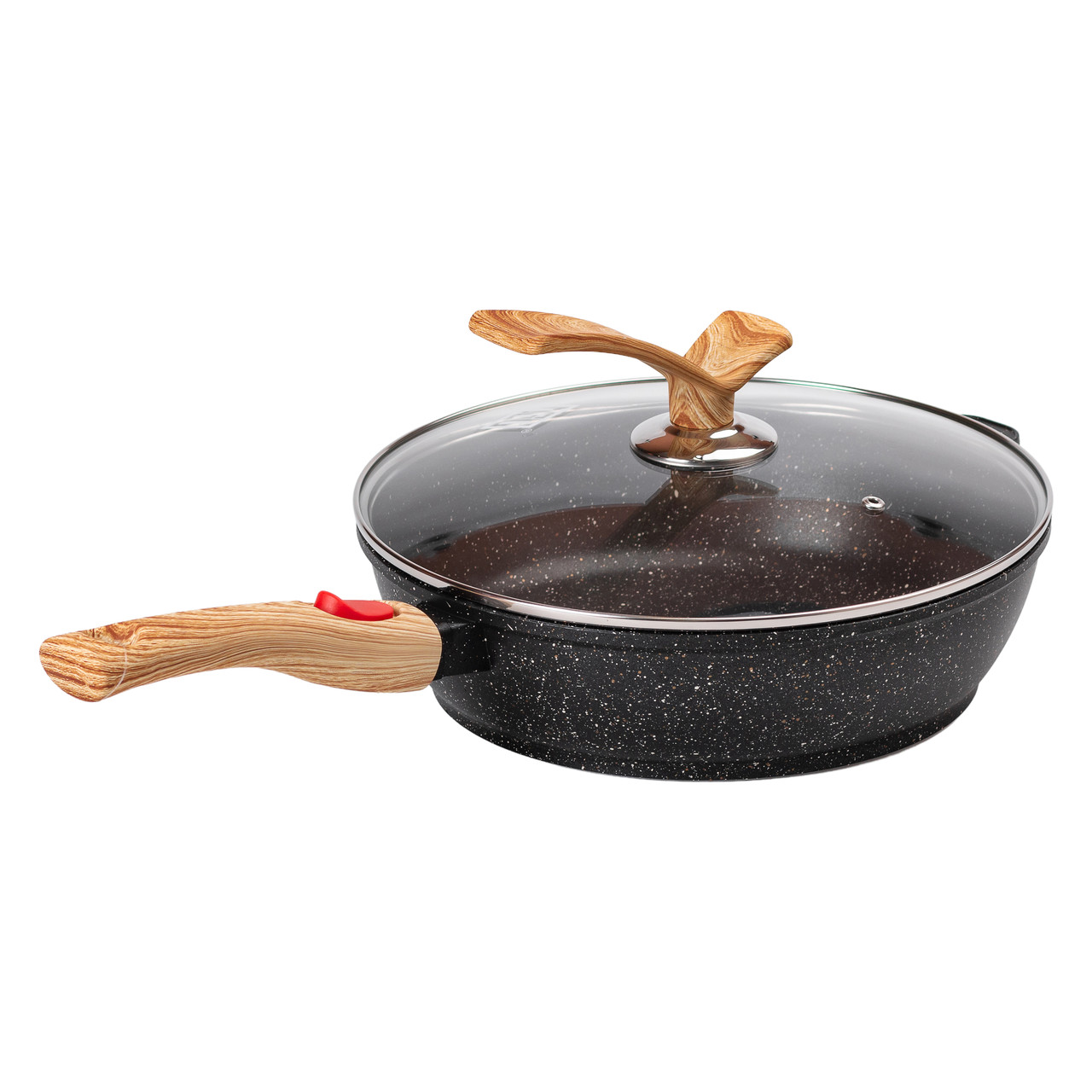 Алюмінієва глибока сковорода (3,5 л) зі скляною кришкою Ø28 см чорна MGC