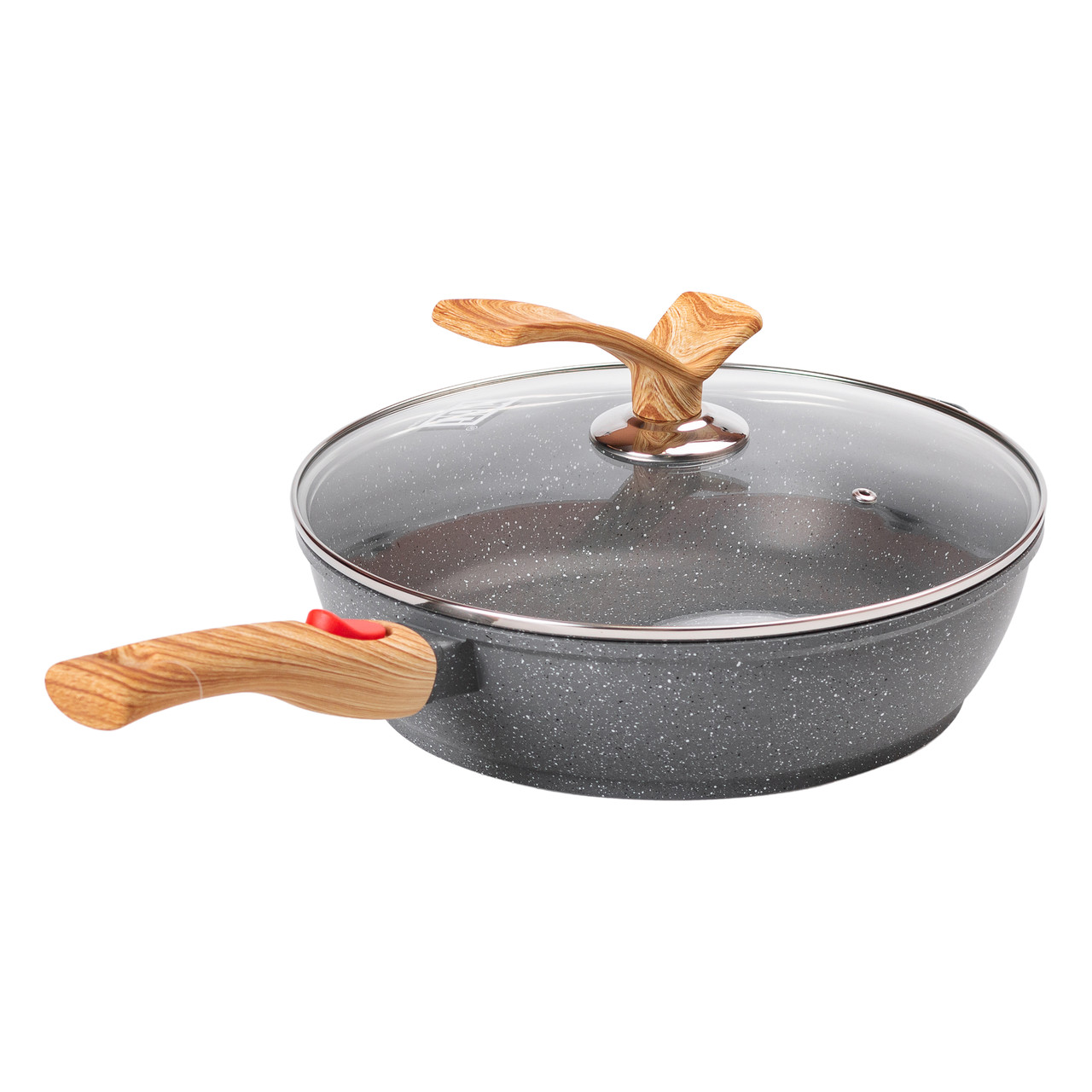 Алюмінієва глибока сковорода (3,5 л) зі скляною кришкою Ø28 см сіра MGC