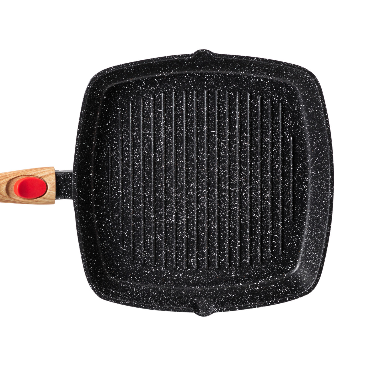 Алюмінієва сковорода-гриль 28 см зі скляною кришкою, квадратна, чорна MGC