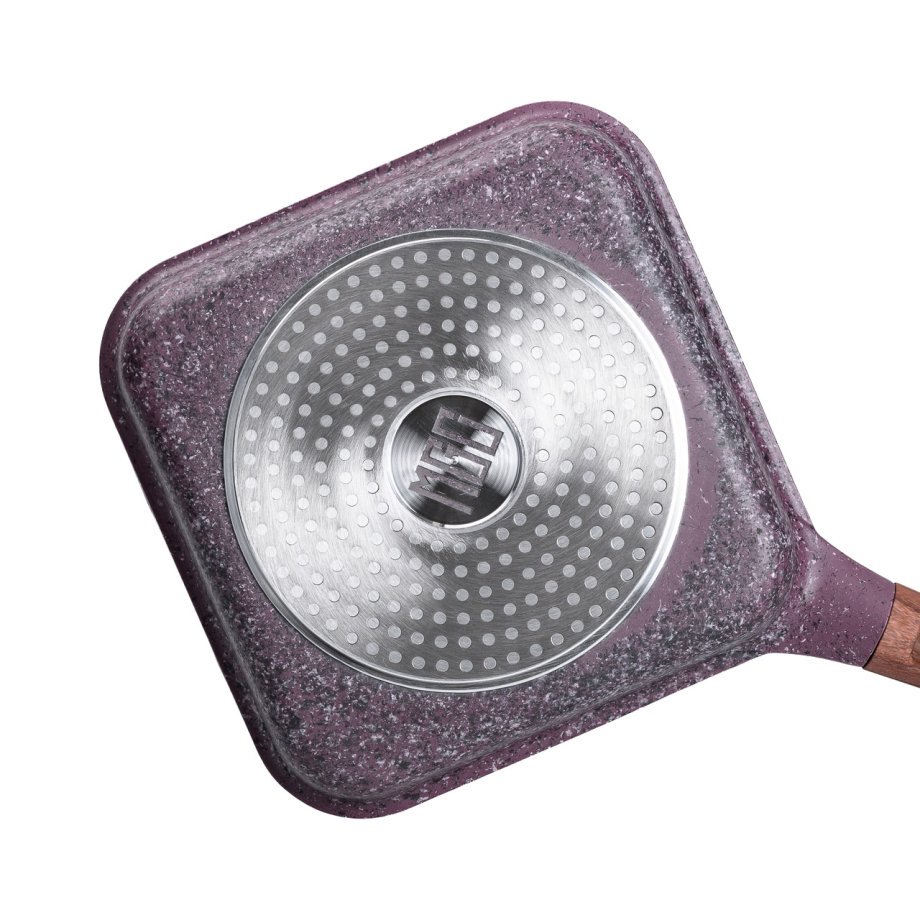 Сковорода-гриль алюмінієва, квадратна, 2,5 літри, з антипригарним покриттям, 24 см, MGC Purple.