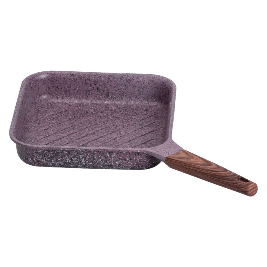 Сковорода-гриль алюмінієва, квадратна, 2,5 літри, з антипригарним покриттям, 24 см, MGC Purple.