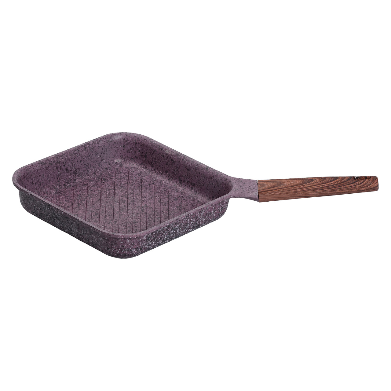 Сковорода-гриль алюмінієва, квадратна, 2,5 літри, з антипригарним покриттям, 24 см, MGC Purple.