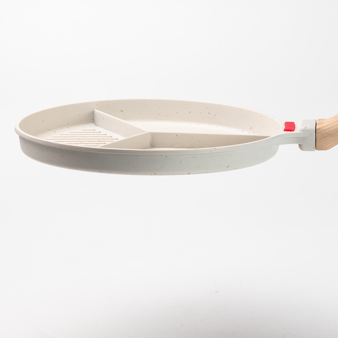 Сковорода гриль Ø 25 см на три секції з антипригарним покриттям кругла бежева