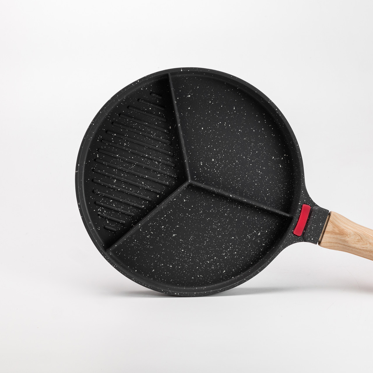 Сковорода гриль Ø 25 см на три секції з антипригарним покриттям кругла сіра