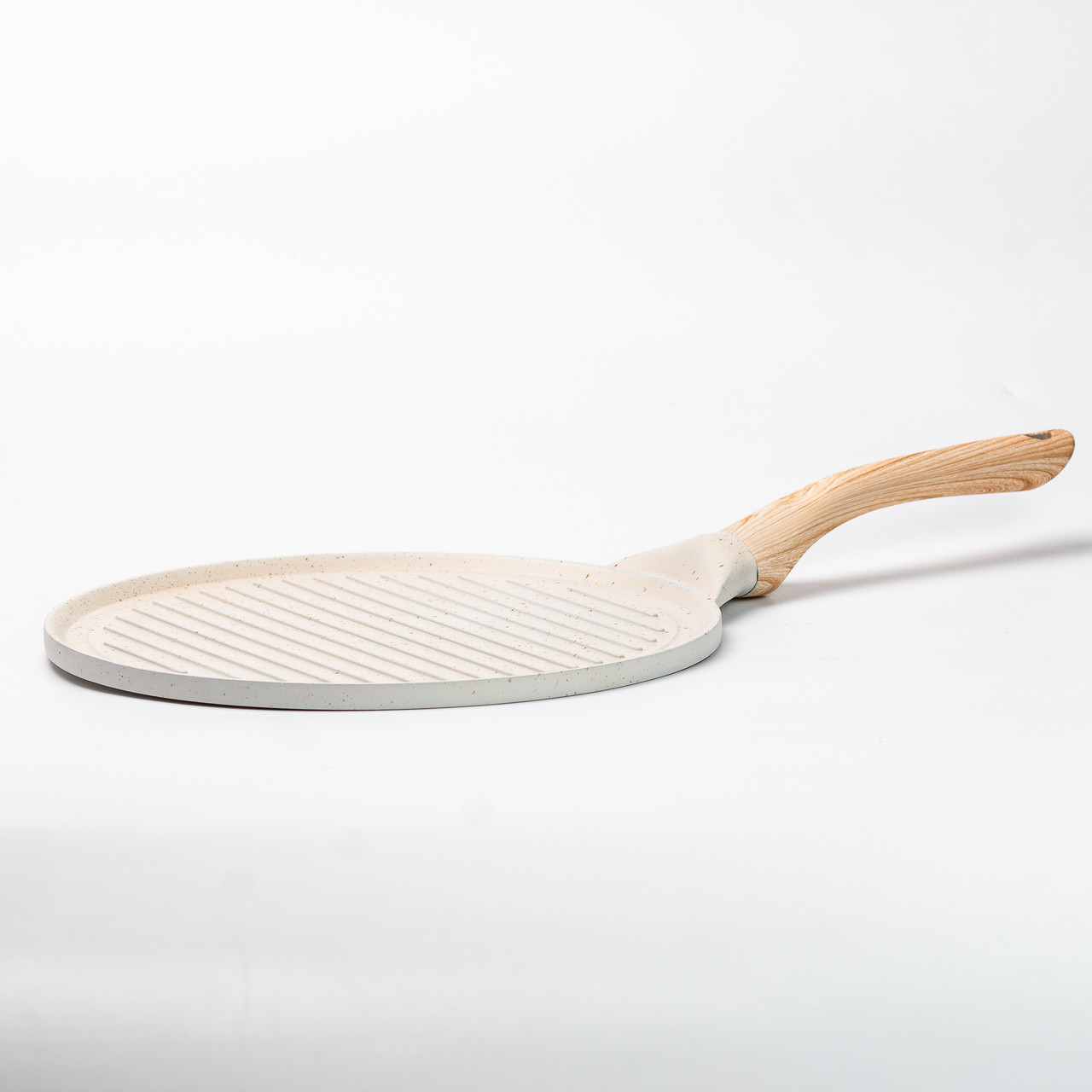 Сковорода гриль кругла Ø 26.5 см низька з гранітним покриттям бежева