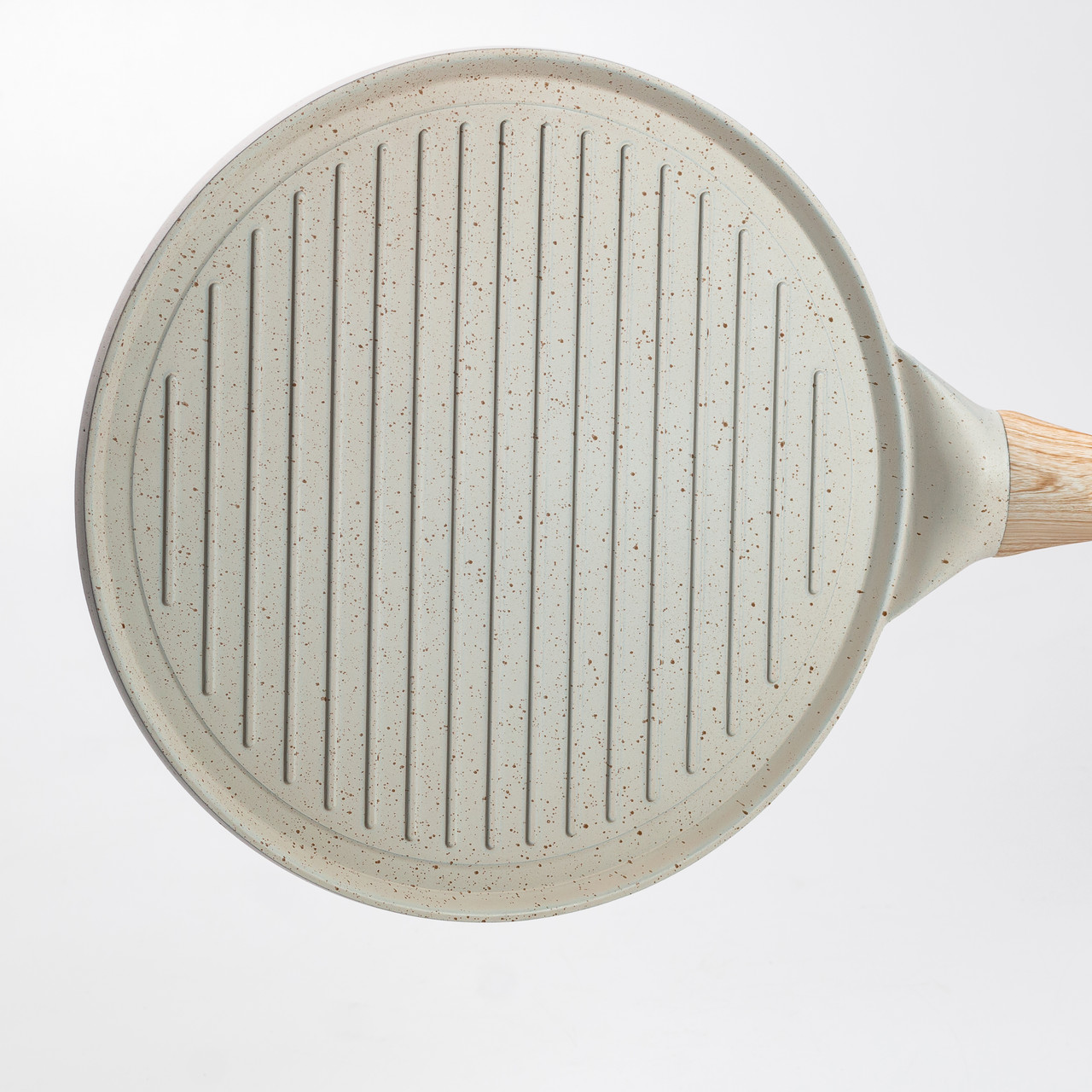 Сковорода гриль кругла Ø 26.5 см низька з гранітним покриттям бежева