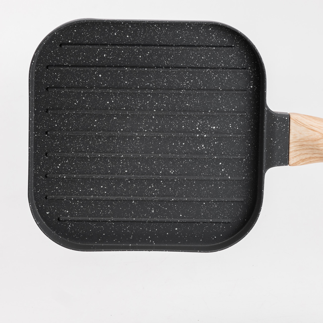 Сковорода гриль квадратна 18×18 см рифлена з гранітним покриттям сіра