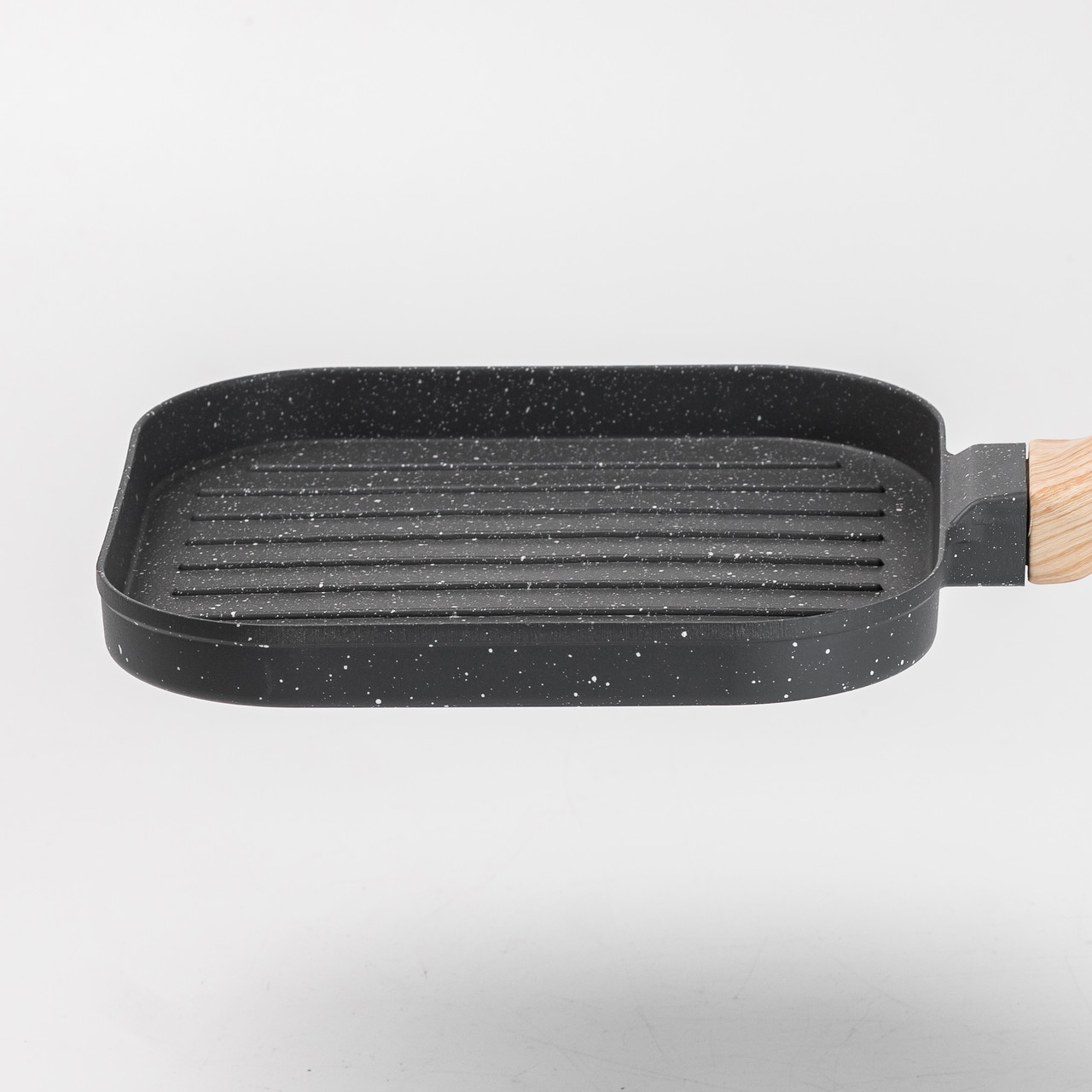 Сковорода гриль квадратна 18×18 см рифлена з гранітним покриттям сіра