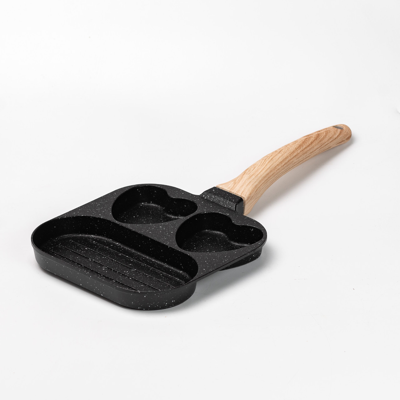 Квадратна сковорода 18×18 см з 3 секціями та антипригарним покриттям, з бакелітовою ручкою