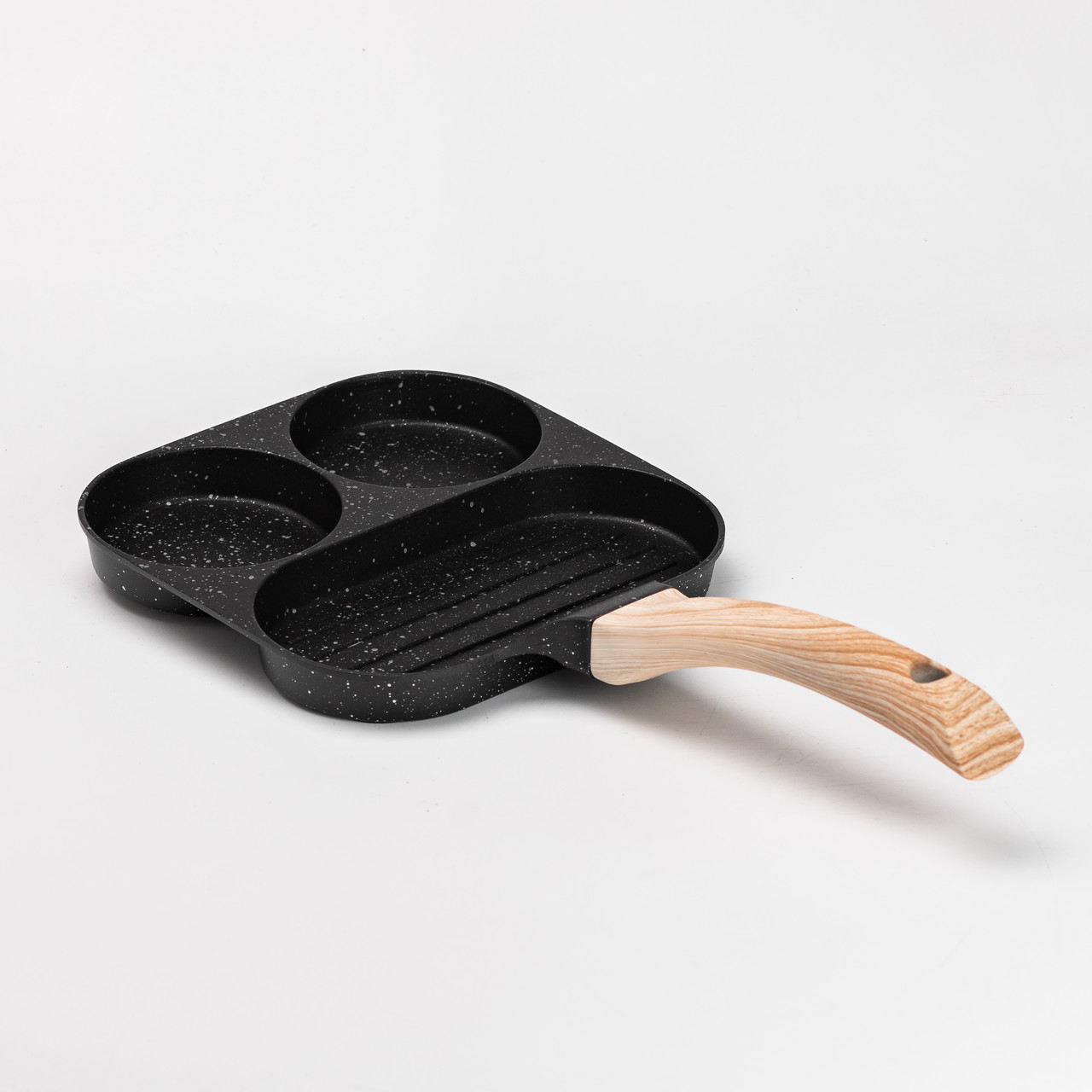 Сковорода квадратна порційна на 3 секції з антипригарним покриттям чорна