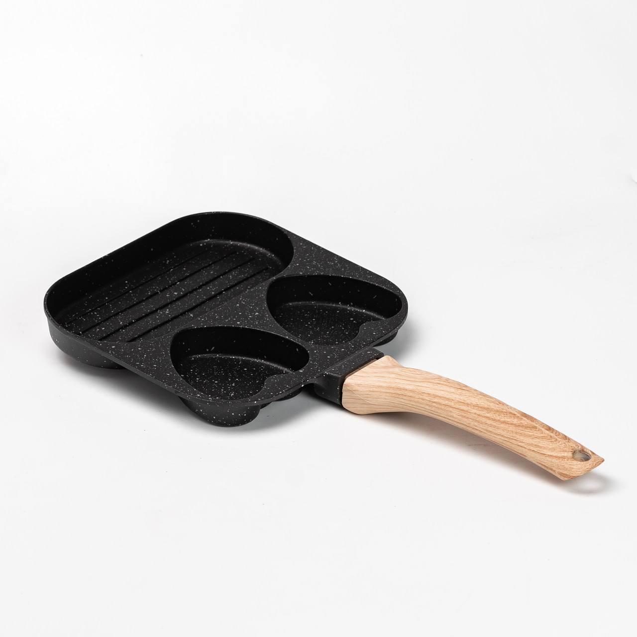 Сковорода квадратна порційна на 3 секції з антипригарним покриттям для всіх плит чорна