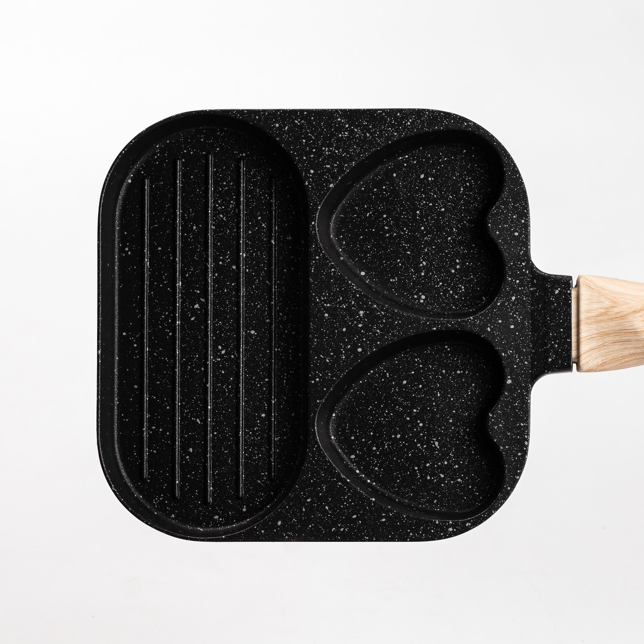 Сковорода квадратна порційна на 3 секції з антипригарним покриттям для всіх плит чорна