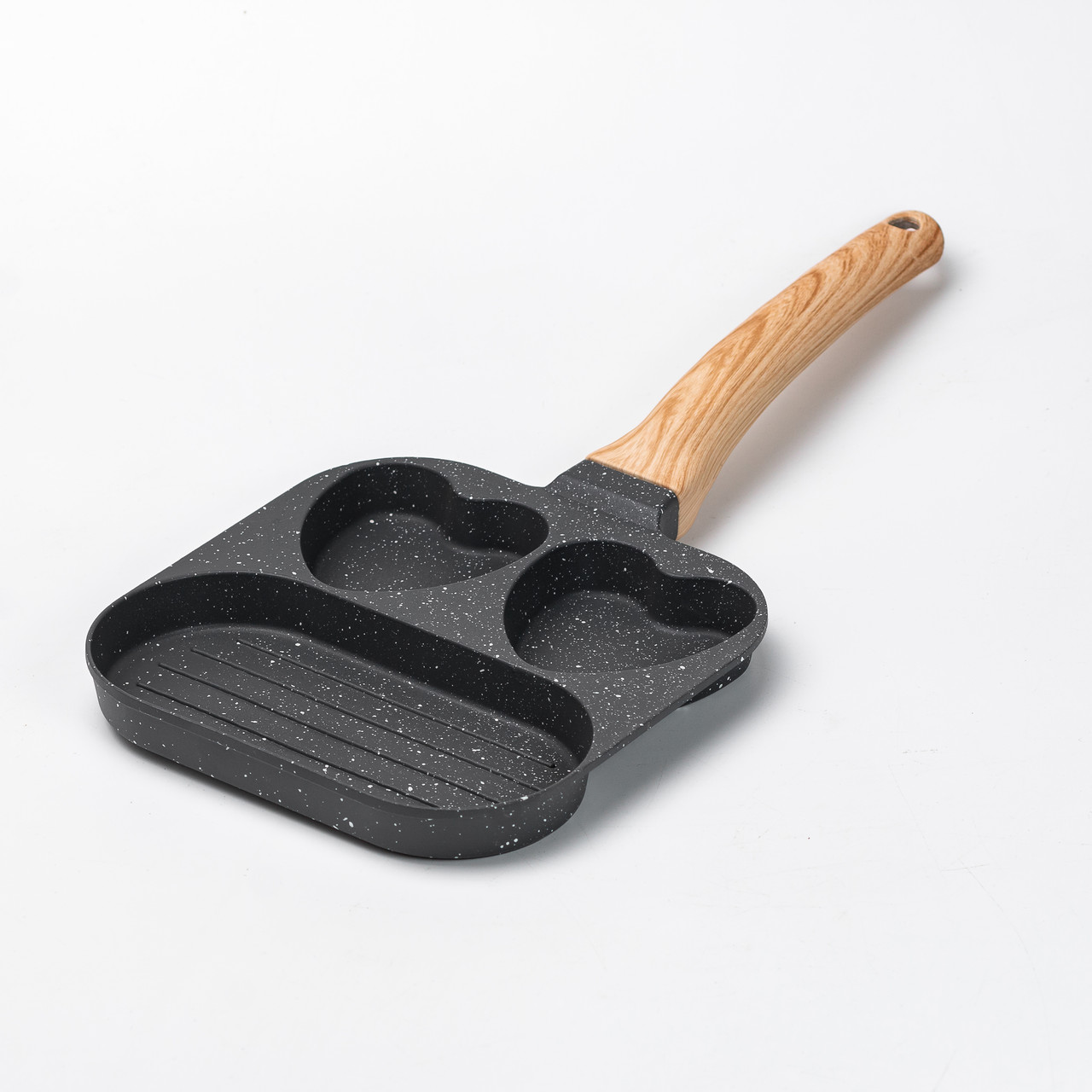 Сковорода квадратна порційна на 3 секції з антипригарним покриттям сіра