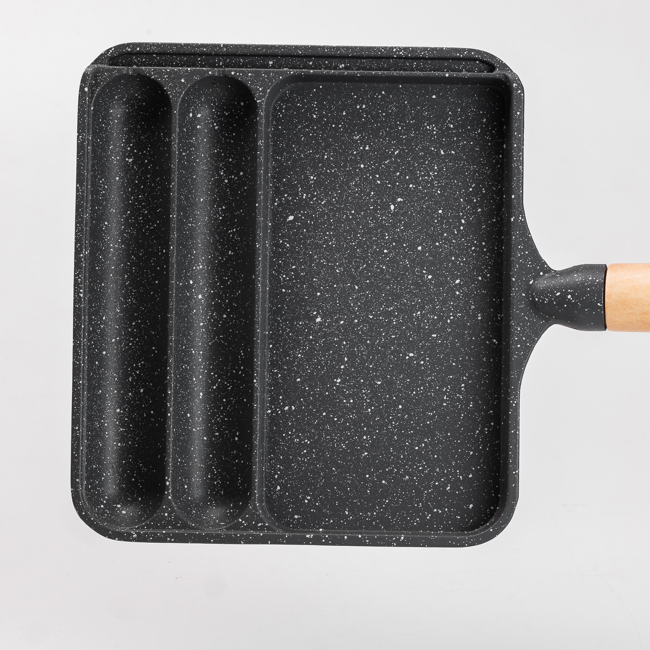 Сковорода прямокутна на 3 секції з антипригарним покриттям сіра