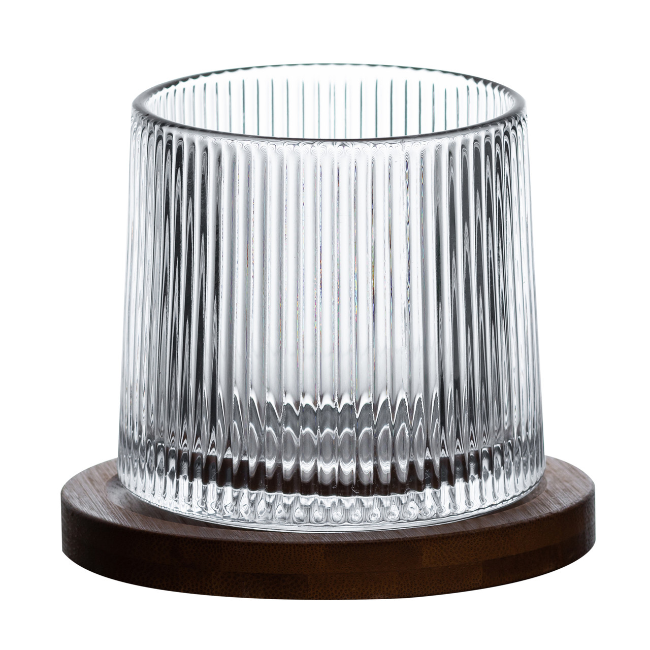 Обертовий келих для віскі 300 мл, з бамбуковою підставкою