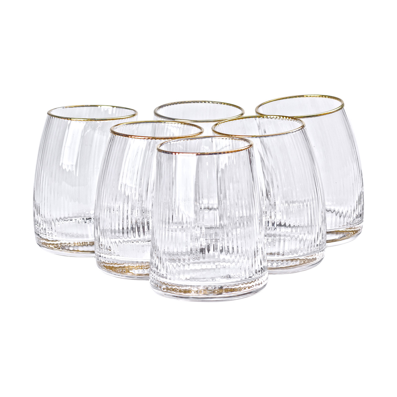 Набір склянок 400 мл із вигнутою формою для води, соку або коктейлів у прозорому склі
