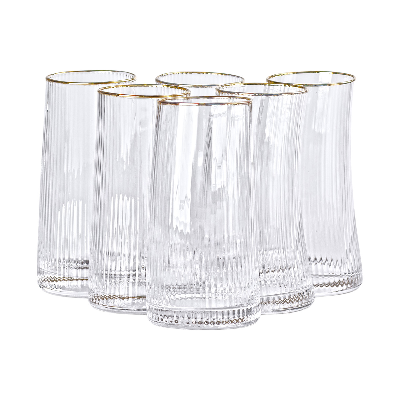 Набір високих склянок 600 мл із вигнутою формою для лимонадів, коктейлів і води