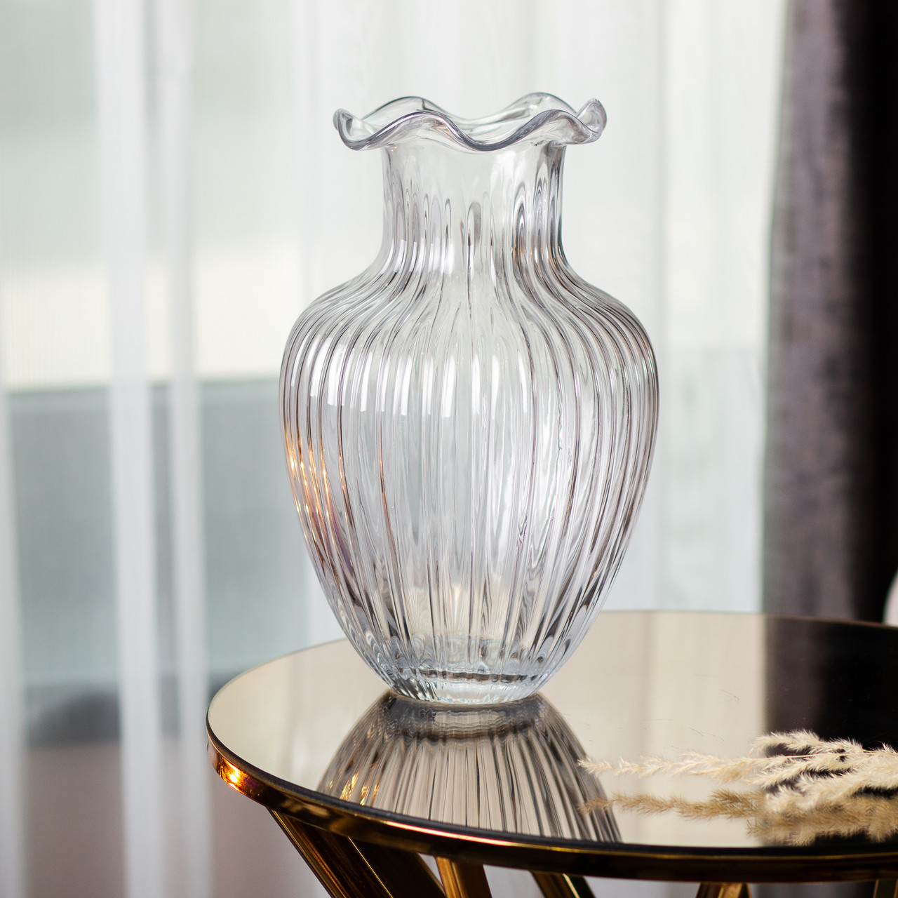 Скляна ваза, декоративна фігурка 24,5 см, прозора