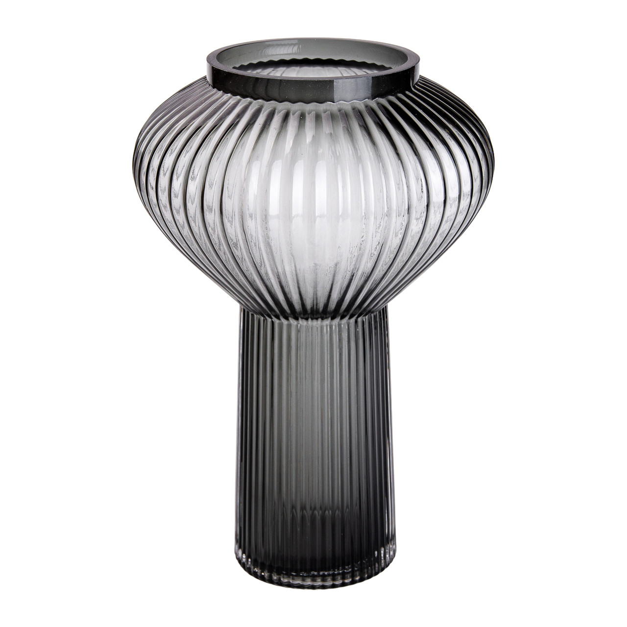 Сіра скляна ваза 30 см у формі ліхтаря для квітів і декоративного оформлення