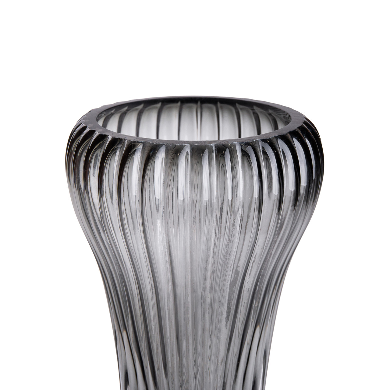 Скляна ваза, декоративна, сіра, 27,5 см