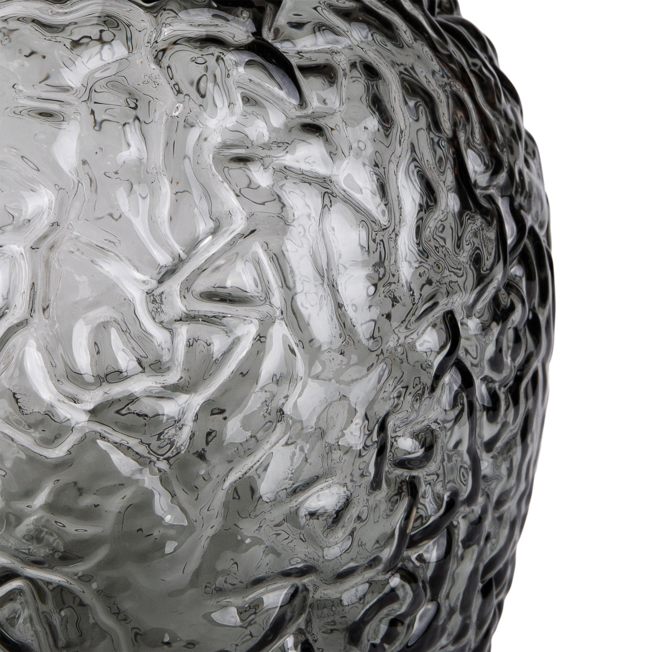 Ваза для квітів зі скла, декоративна кругла, 30 см, сіра.