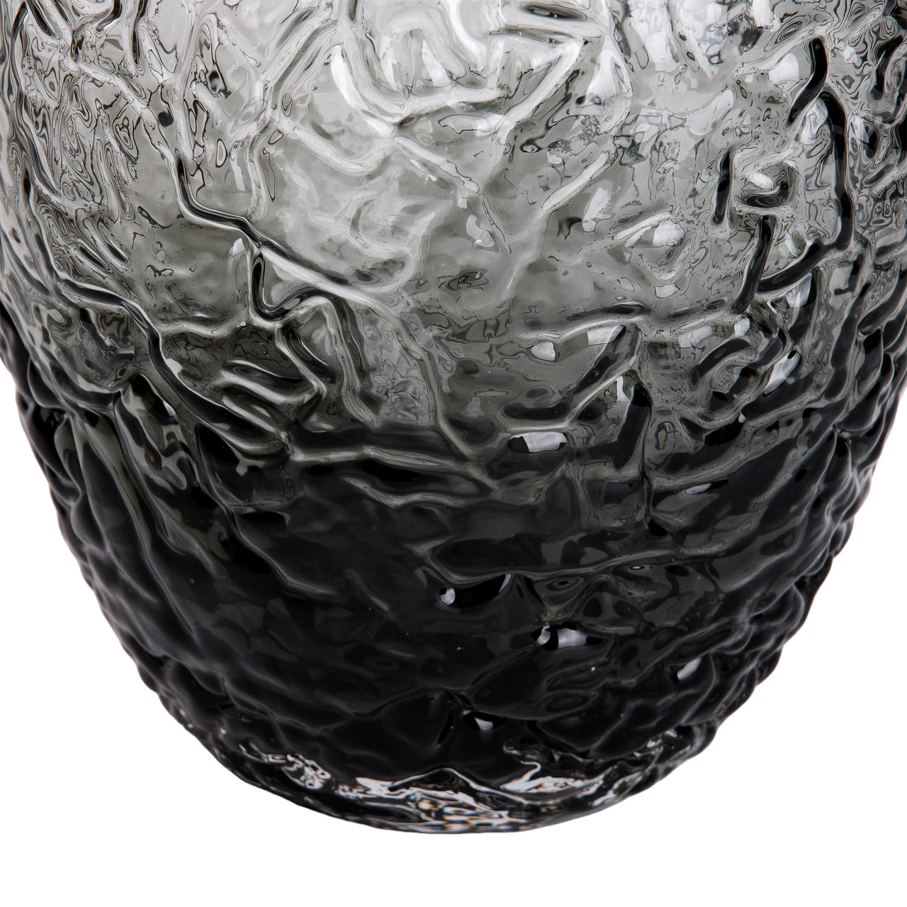 Ваза для квітів зі скла, декоративна кругла, 30 см, сіра.