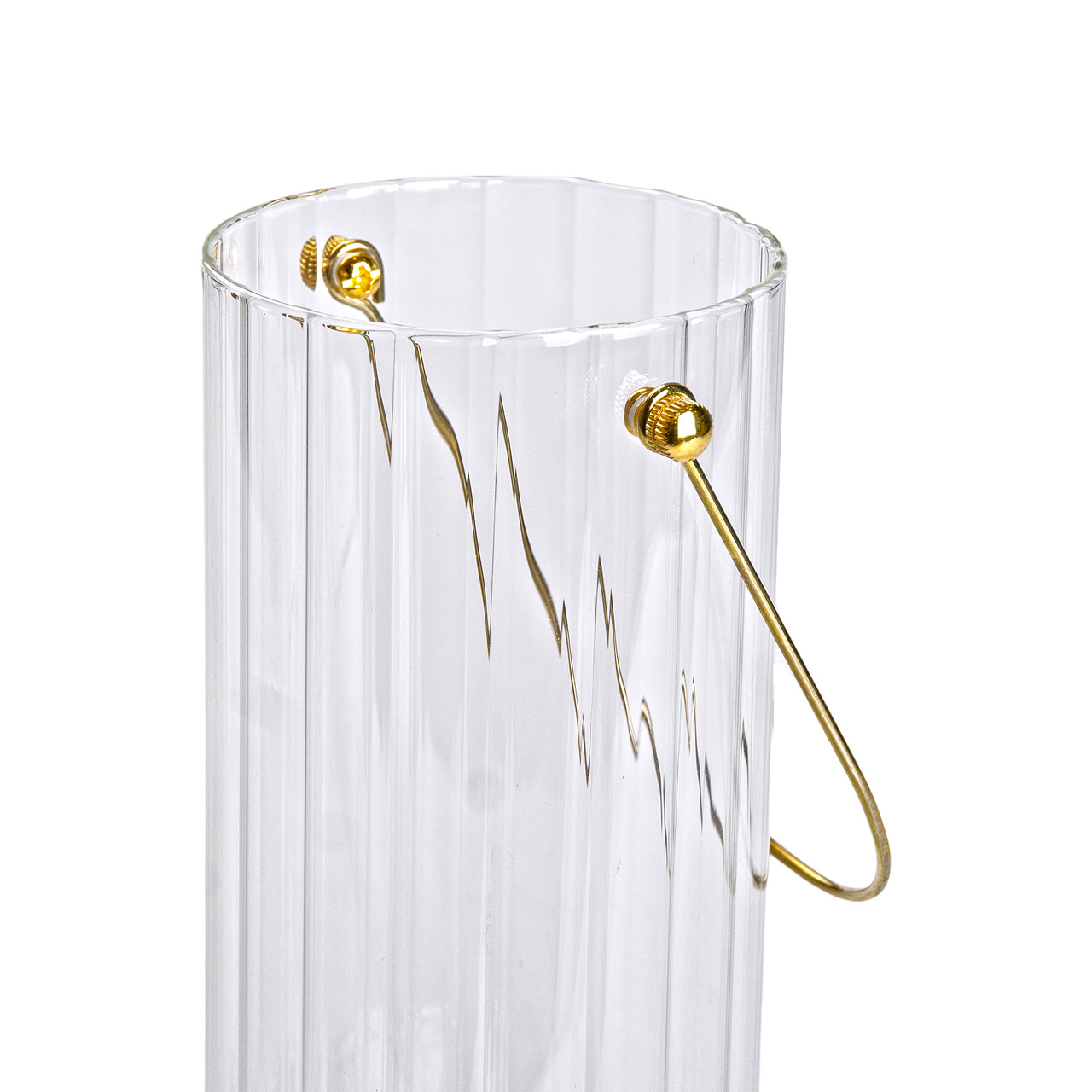 Декоративна скляна ваза для квітів із ручкою 19,5 см.