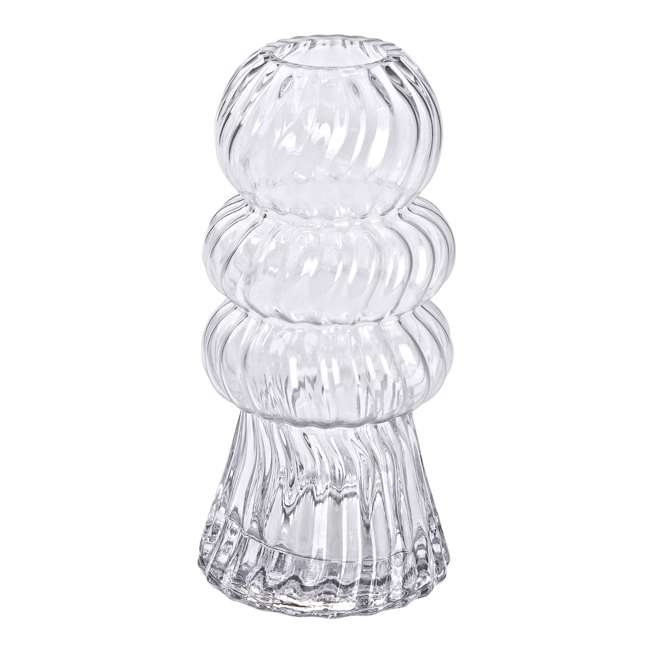 Прозора скляна ваза для квітів 24,5 см з витонченою формою для інтер'єру