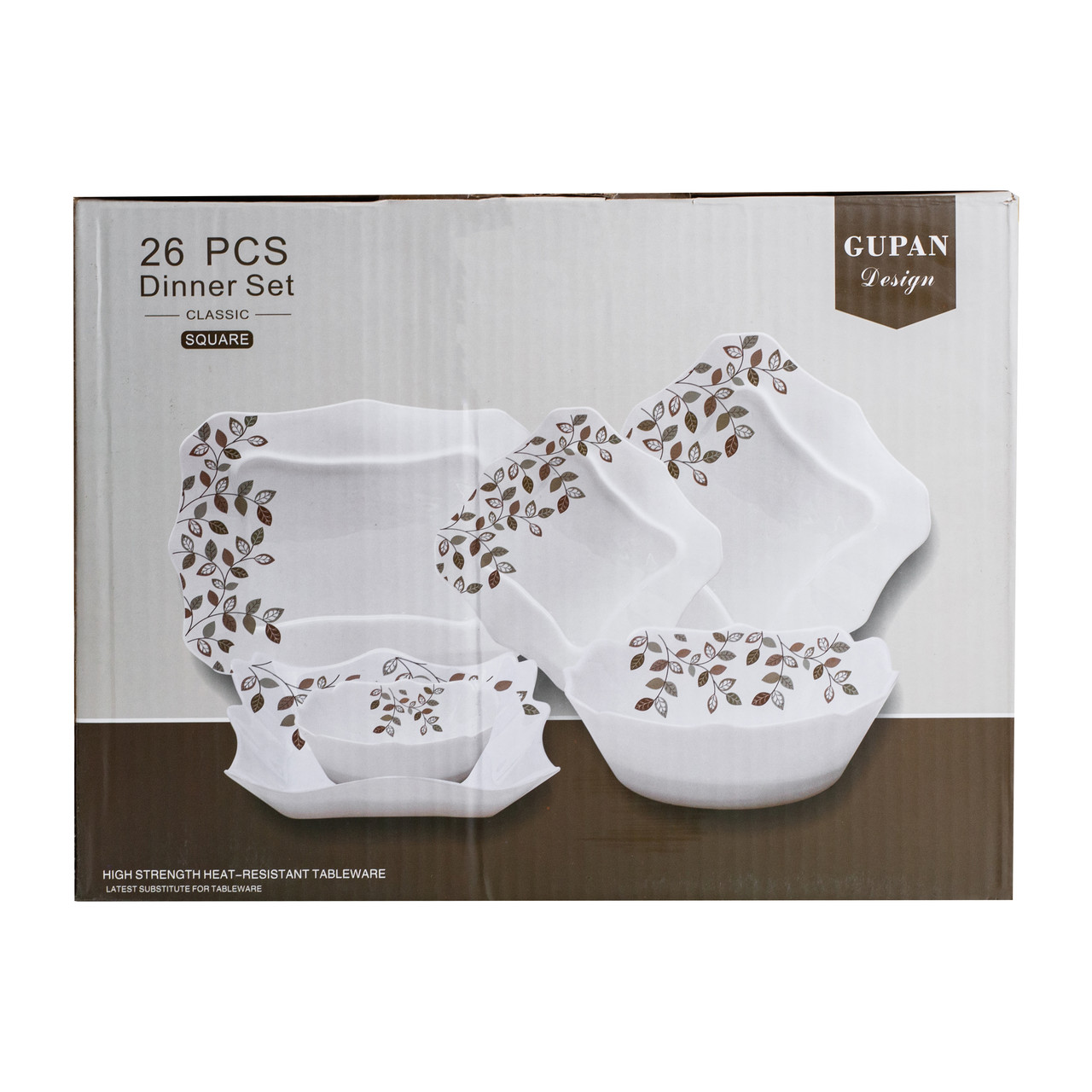 Столовий сервіз керамічних квадратних тарілок на 6 персон 24 предмети білий