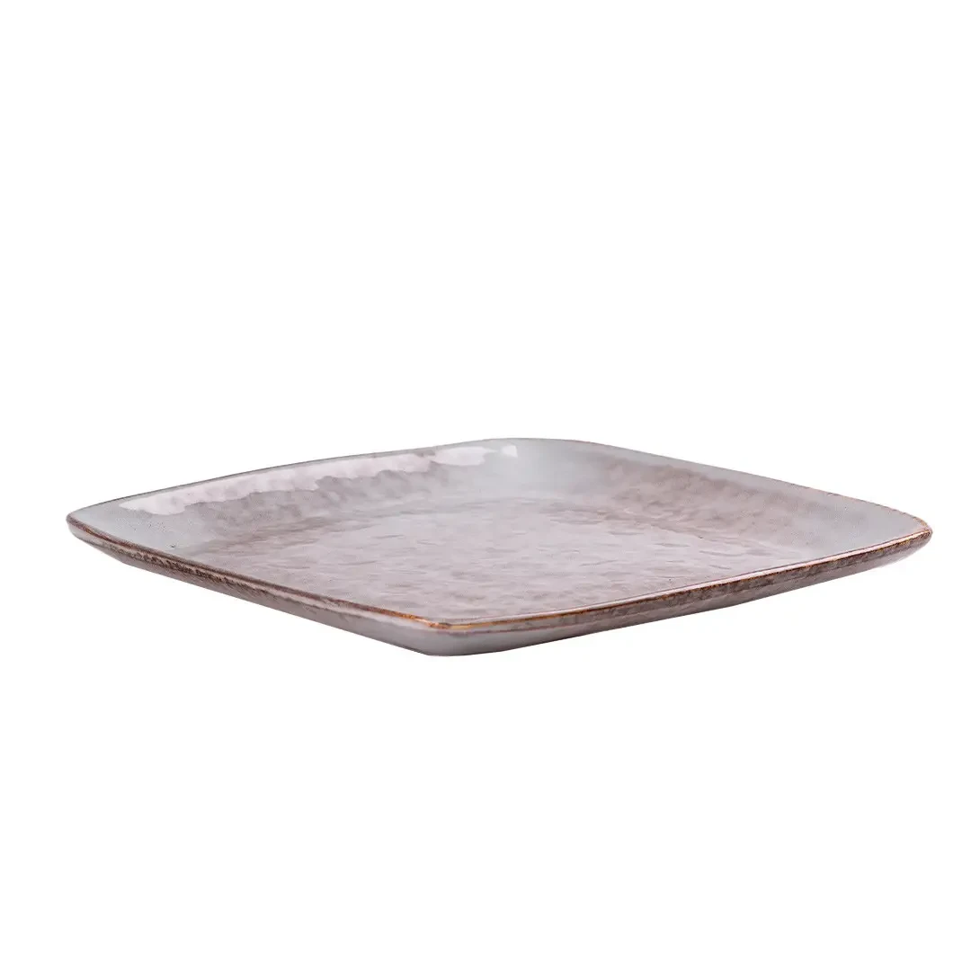 Тарілка плоска квадратна з порцеляни 21 см бежева