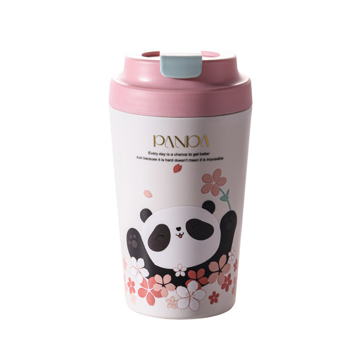 Термочашка Panda з керамічною колбою 380 мл Рожева