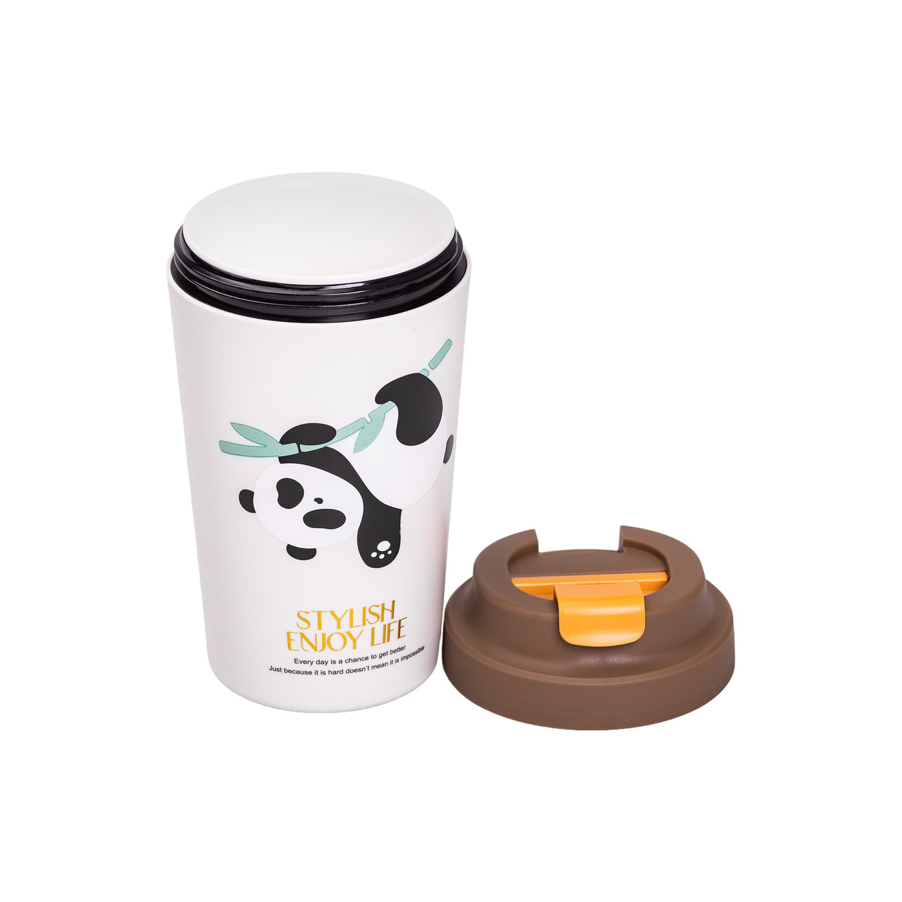 Термочашка Panda з керамічною колбою 380 мл Коричнева