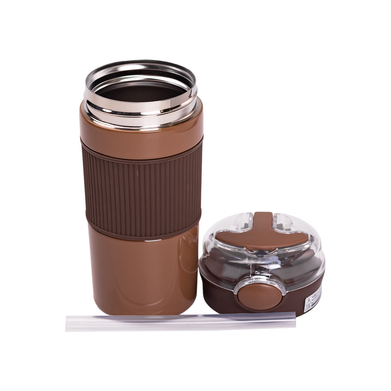 Термочашка з трубочкою 400 мл Коричневий