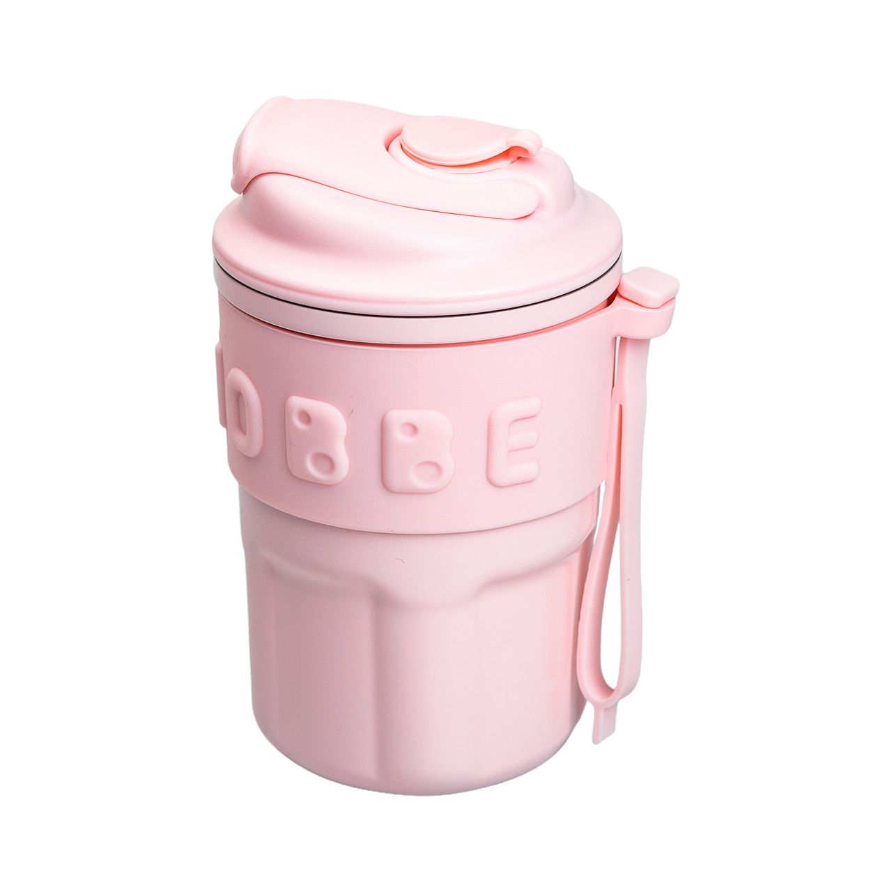 Термочашка Chiobbe з трубочкою та ремінцем 450 мл рожева