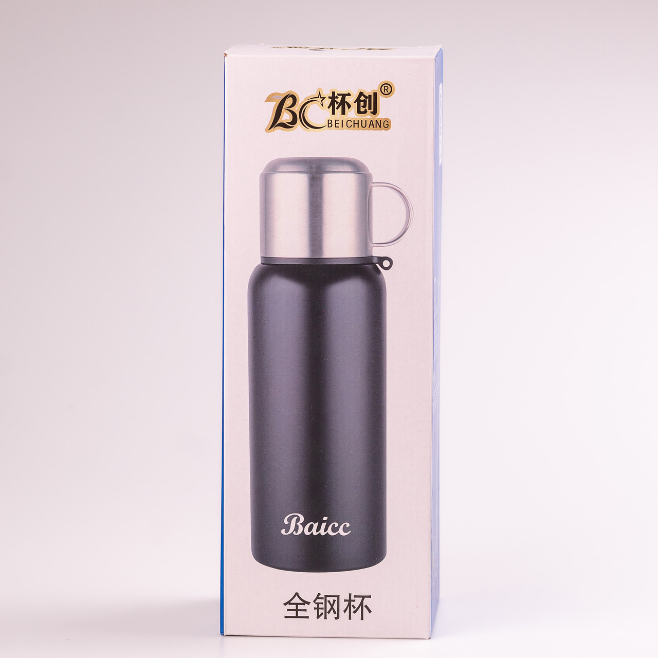 Термос з нержавіючої сталі з ручкою 1200 мл чорний