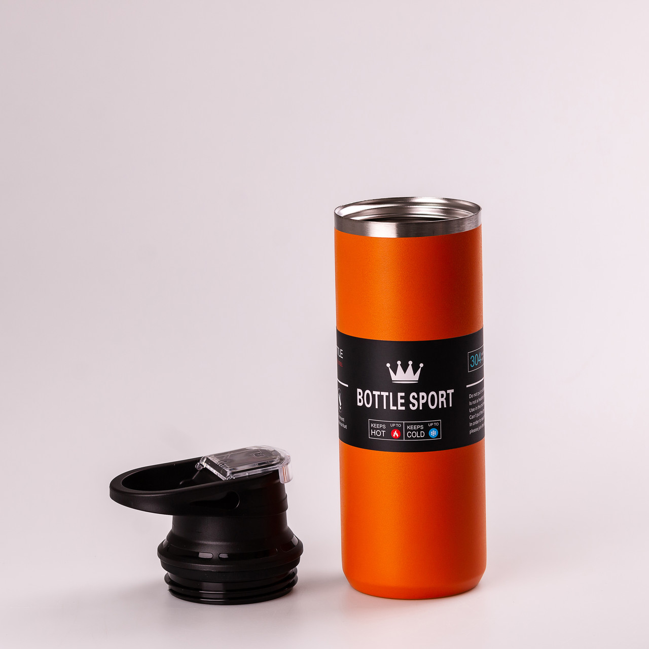 Термос з напувалкою та ручкою 550 мл з нержавіючої сталі Помаранчевий