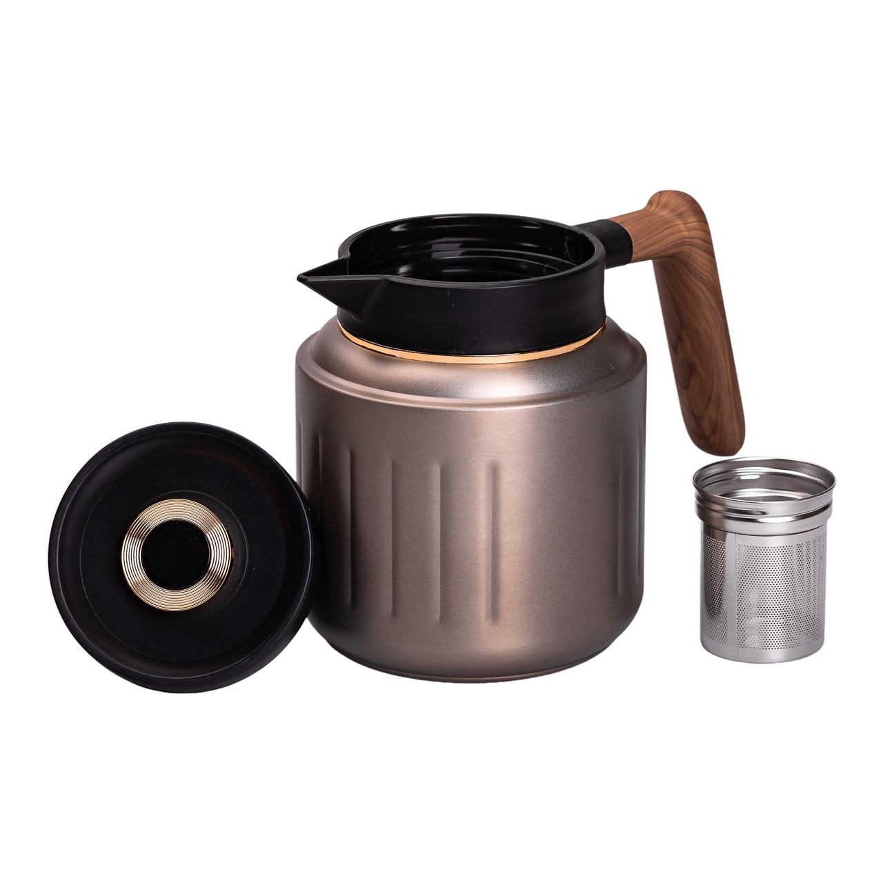 Чайник термос з індикатором температури та заварником 1 л сірий