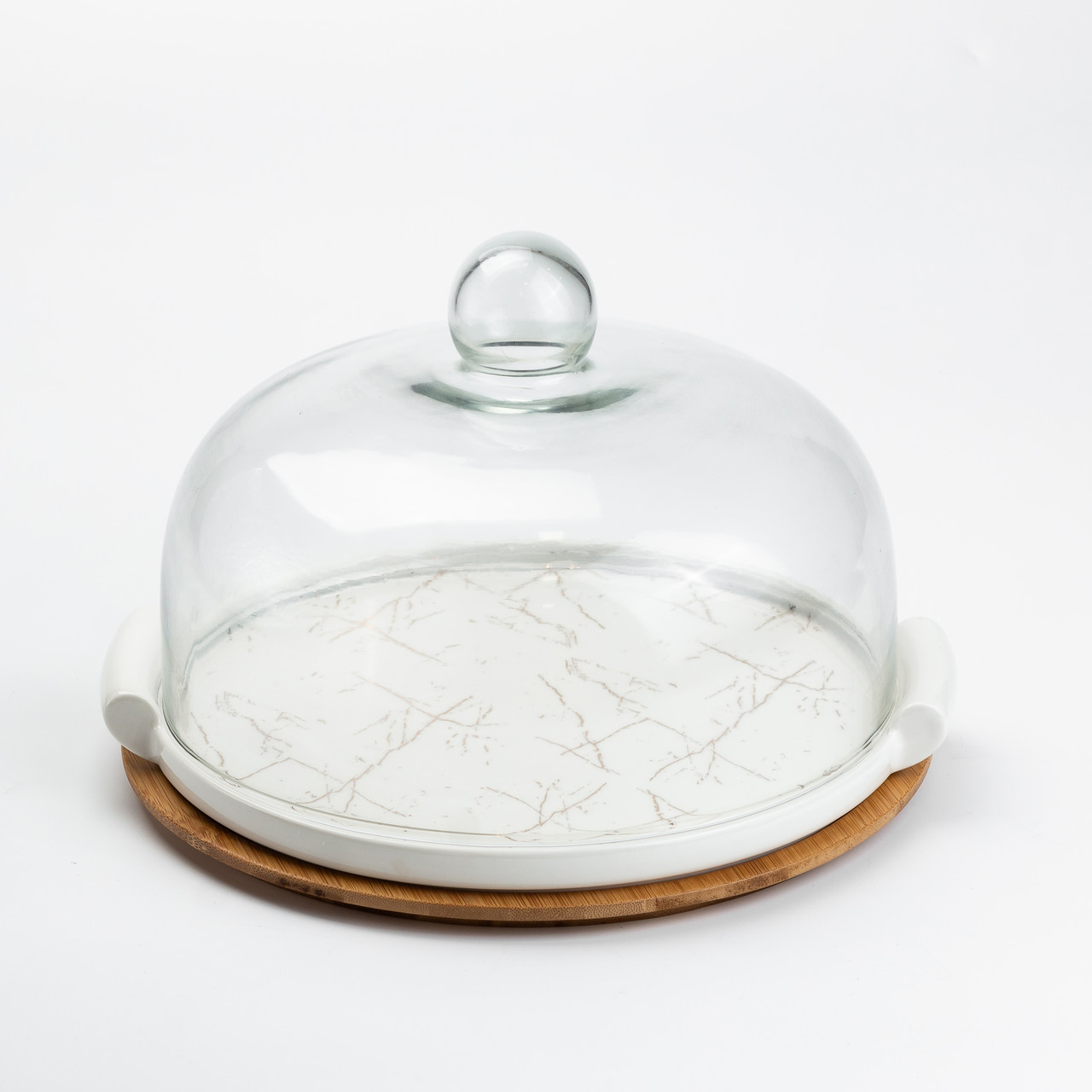 Тортівниця керамічна зі скляною кришкою 29 см