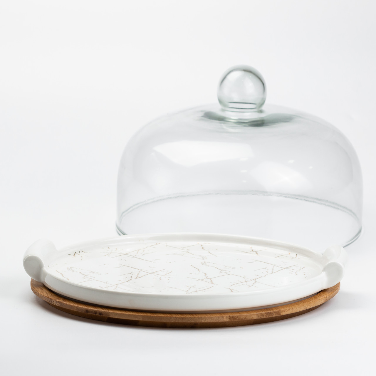 Тортівниця керамічна зі скляною кришкою 29 см