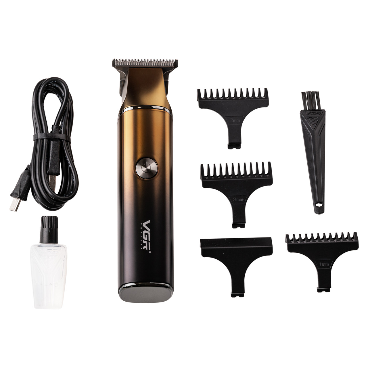 Тример для стрижки VGR V-986 з насадками та USB, золото