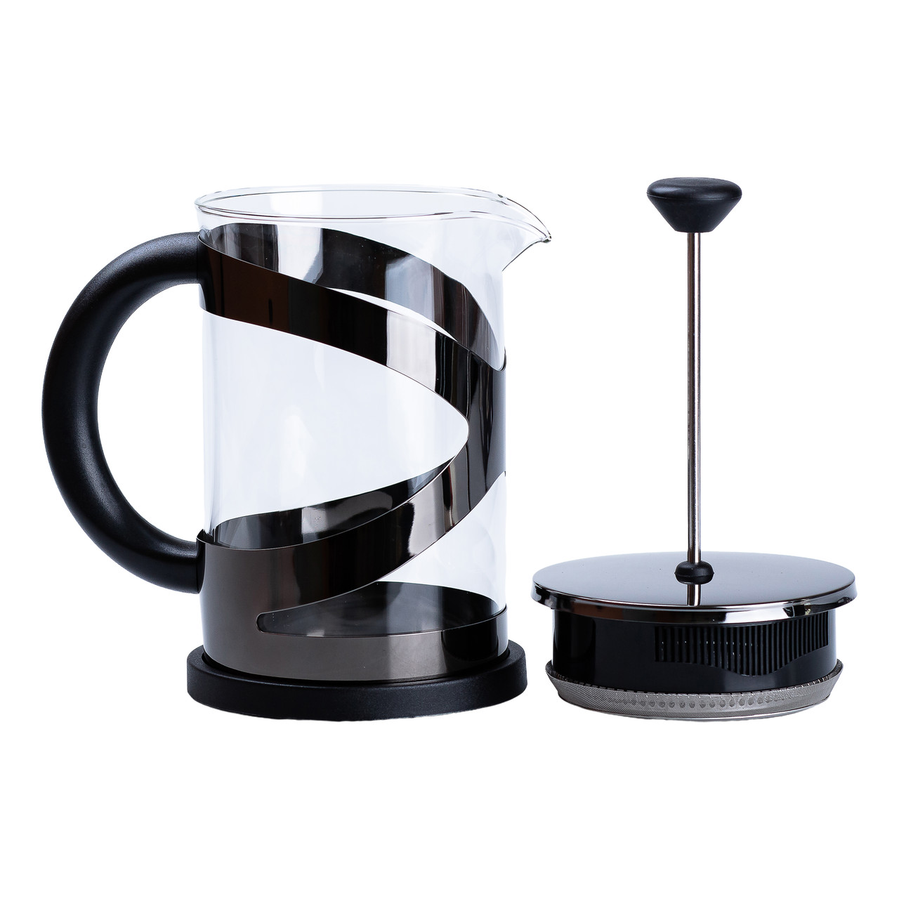 Чайник прозорий заварювальний з френч пресом 800 мл Чорний