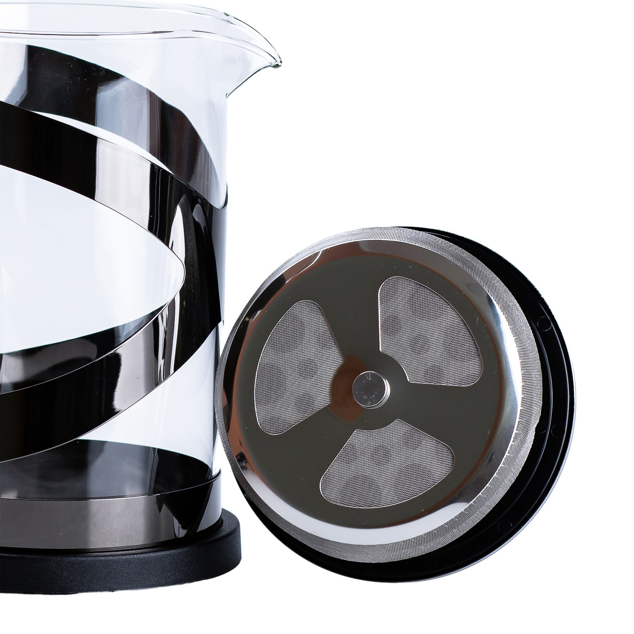 Чайник прозорий заварювальний з френч пресом 800 мл Чорний