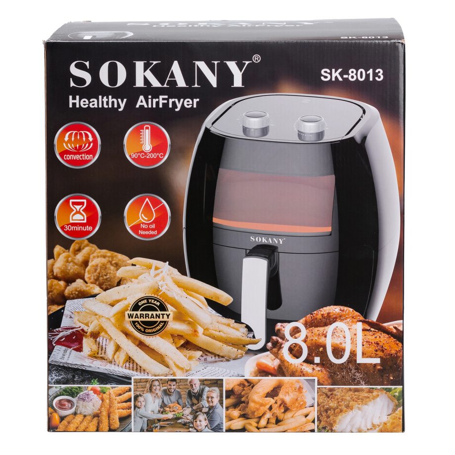 Аерофритюрниця Sokany SK-8013 на 8 літрів, 1800 Вт чорна