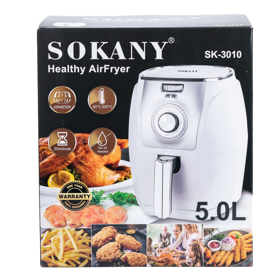 Аерофритюрниця Sokany SK-3010 на 5 літрів, 1500 Вт біла