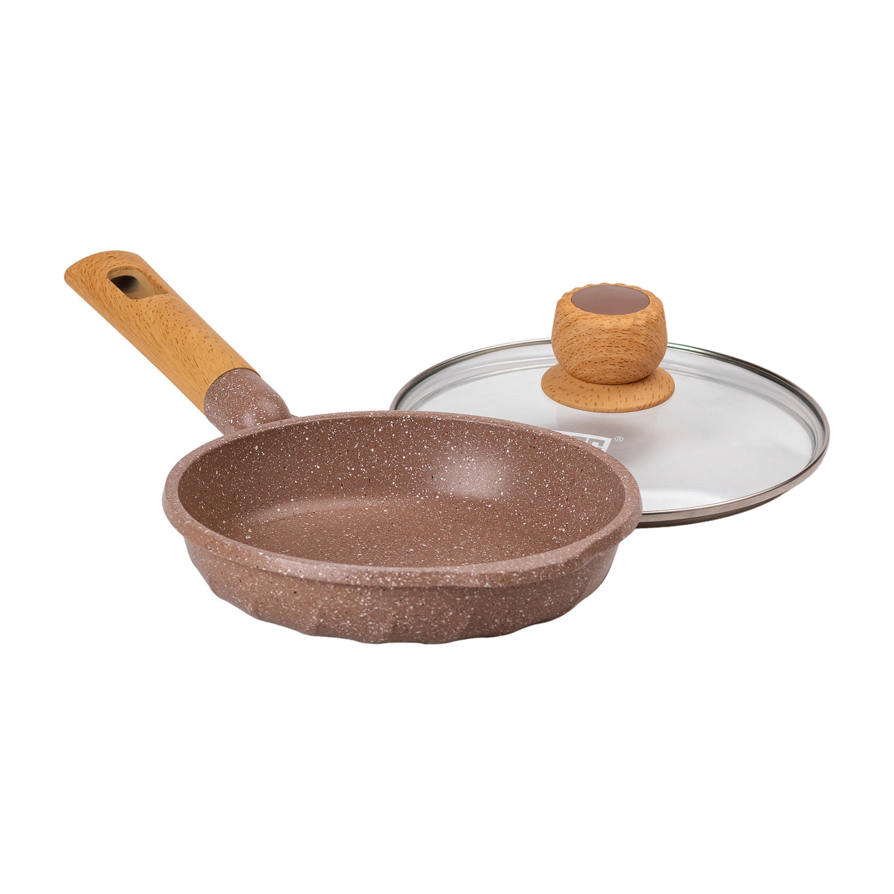 Мармурова алюмінієва сковорода з антипригарним покриттям 1 літр Ø 20 см кавова MGC