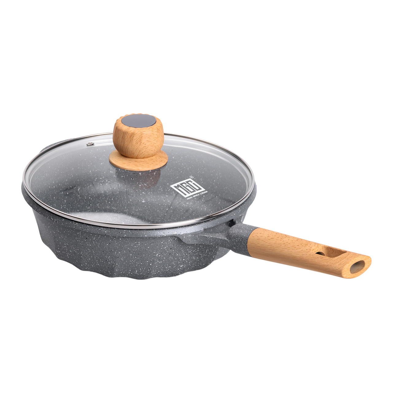 Алюмінієвий сотейник 2,7 л з мармуровим антипригарним покриттям Ø 24 см сотейник з товстим дном MGC сірий