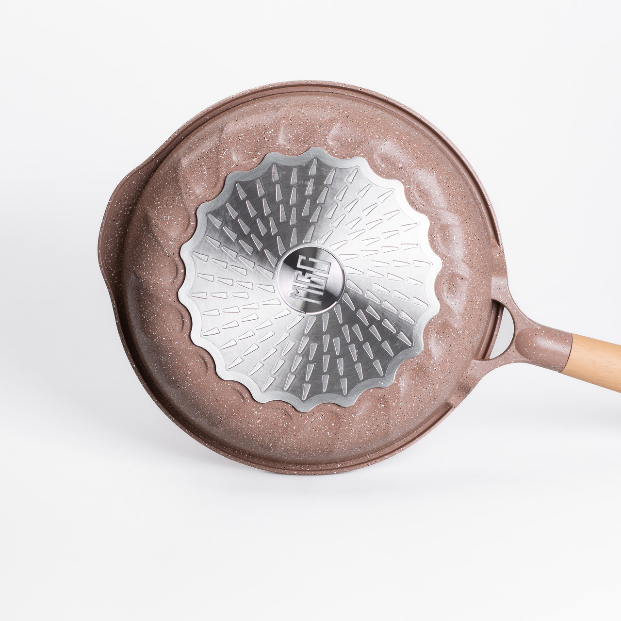 Алюмінієва сковорода 2,8 л з мармуровим антипригарним покриттям Ø 28 см, товсте дно MGC кавовий