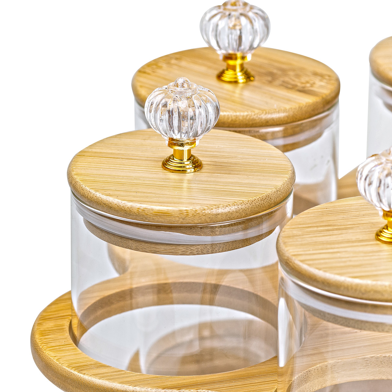 Банки для сипучих продуктів набір із 6 штук по 580 мл на дерев'яній підставці