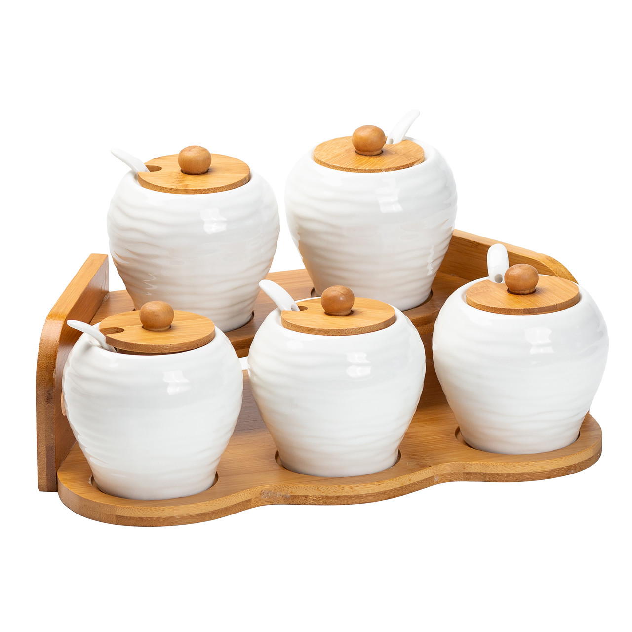 Набір банок для сипучих продуктів з 5 штук по 250 мл керамічний