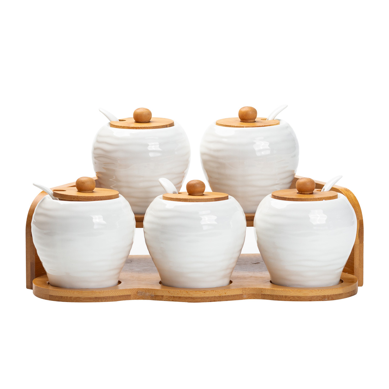 Набір банок для сипучих продуктів з 5 штук по 250 мл керамічний
